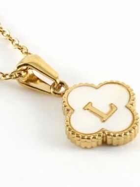 Reversible Pendant - Initial Letter L Clover Necklace